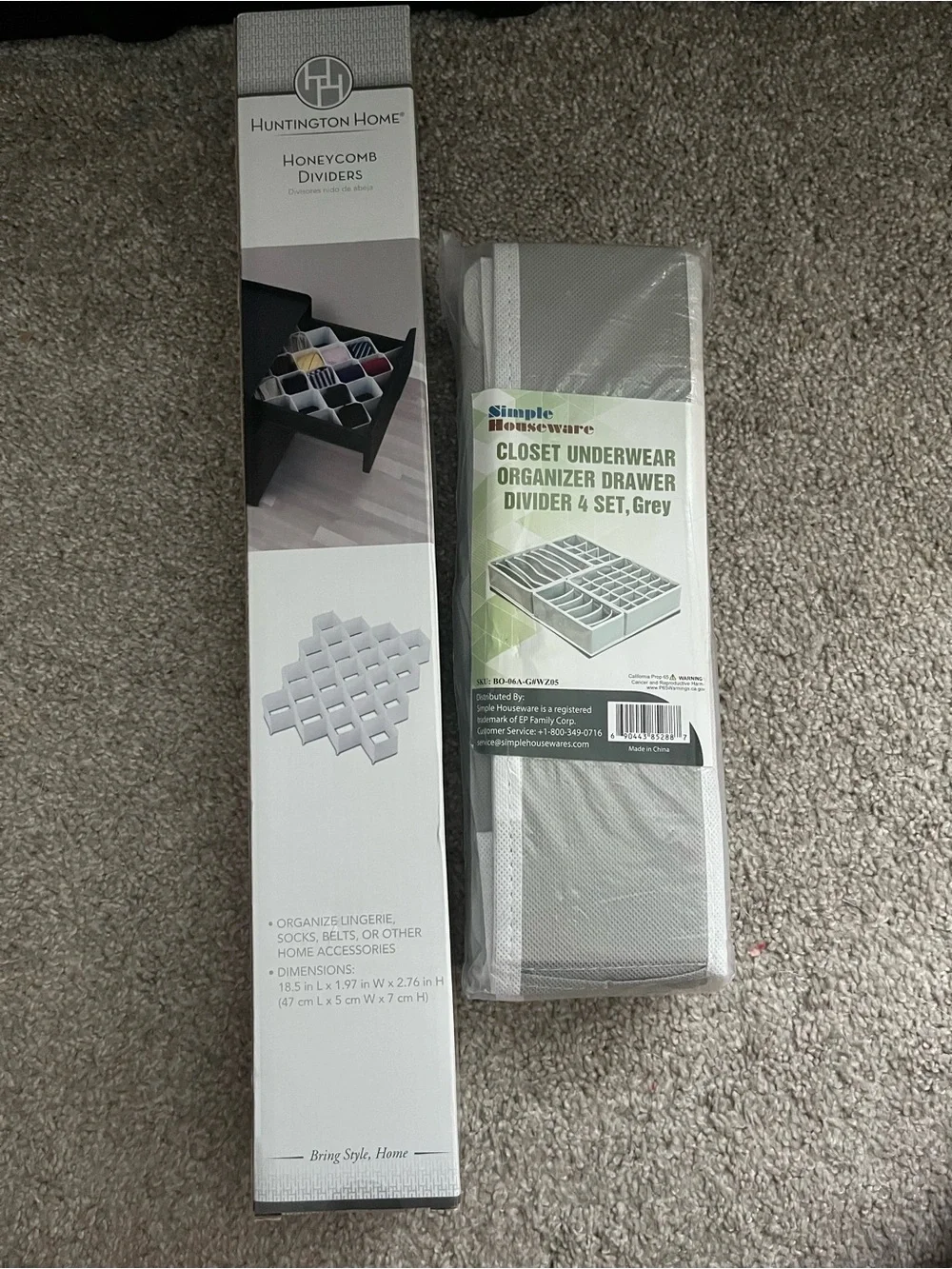 Grey Closet Underwear Organizer - 4-Pack Dividers